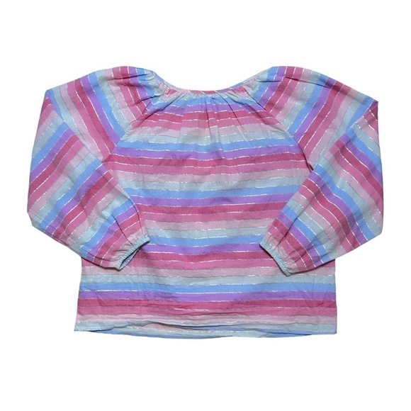 J. Crew Pastel Metallic Striped Long Sleeve Peasant Blouse US S - Picture 8 of 10